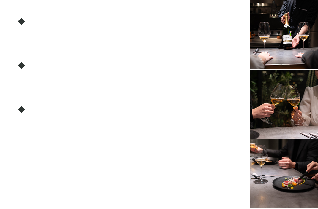 全てのドリンクを卸値価格でご提供 希少な銘柄のドリンクも特別価格でご提供いたします。（*ご希望のドリンクがありましたら事前にお申し付けください） どなたでもご利用可能 大人のみならず、お子様、ペット（大型犬除く）もお連れいただきご利用可能です。また月の利用制限もございません。 会員様のネットワーキングの機会提供 会員様同士の交流を深めるイベントや、会員様の公私ともに広がるご縁の場の提供、会員様のサービスのご紹介、店舗外イベントなどのご案内をいたします。 月額会員費 個人：33,000円（税込） 法人：55,000円（税込）ご利用料金 お食事：10,000円～/1名様（利用人数 総額50,000円以上より） ご法人名義での登録も可能です。請求書・領収書の発行サービスも用意しております。 ※入会金・更新費用は一切ございません。都度ご利用料金が発生いたします。コースによりご利用料金は変動いたします。